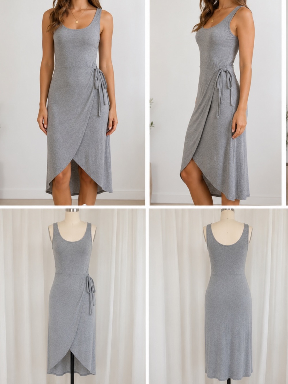 Bodycon Light Gray Wrap Midi Dress